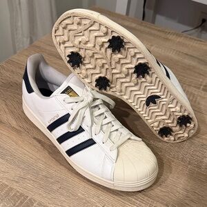adidas White and Black Golf Superstar Shoes